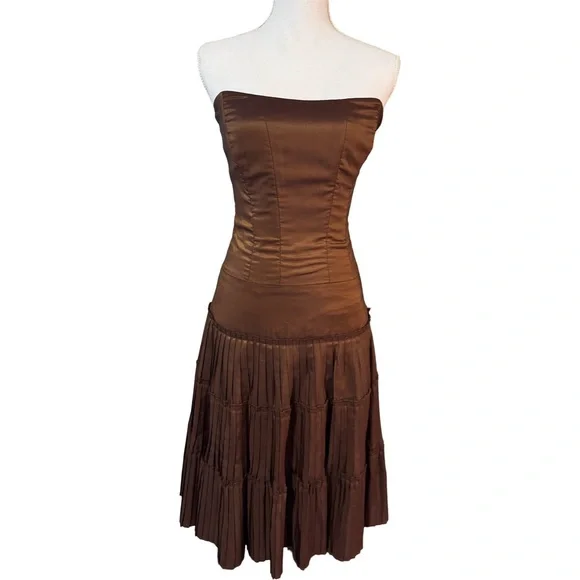 Nicole Miller | Dresses | Nicole Miller Brown Strapless Corset Style Dress  With Matching Shoes | Poshmark